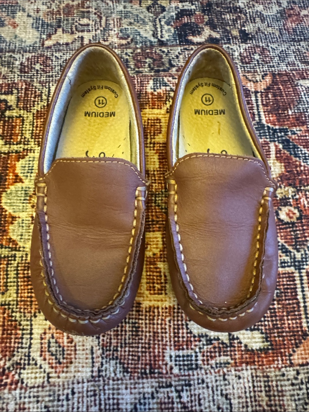 FootMates Boys Brown Slip-On Dress Loafers
